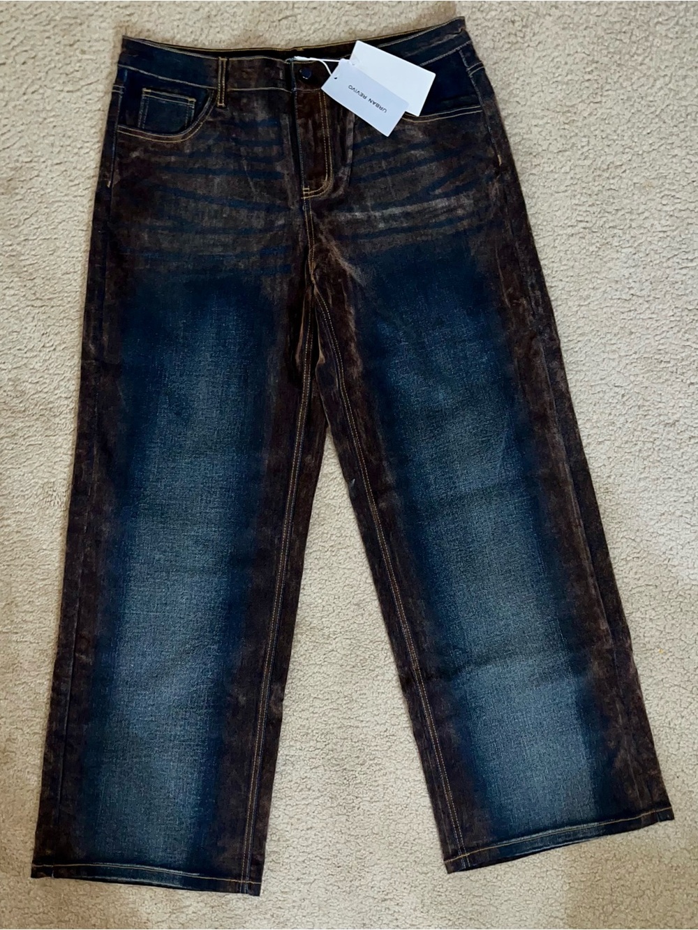 Wide-Leg Jeans in Dark Blue Brown Wash - Women's 31